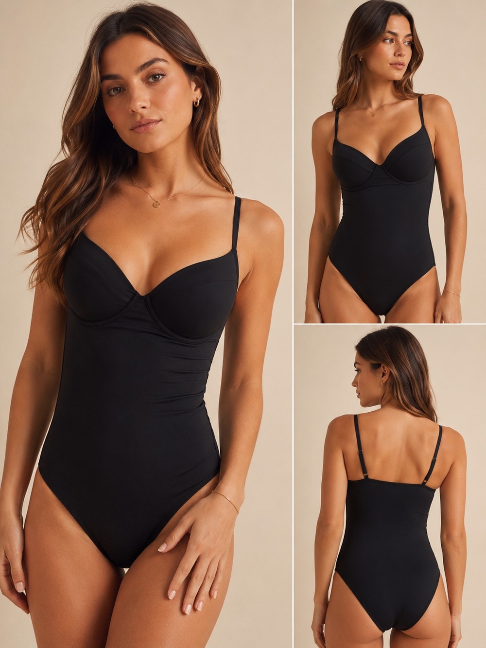 J.Crew Women's Black One Piece Swimsuit Padded C Cup Adjustable Straps Size M/L